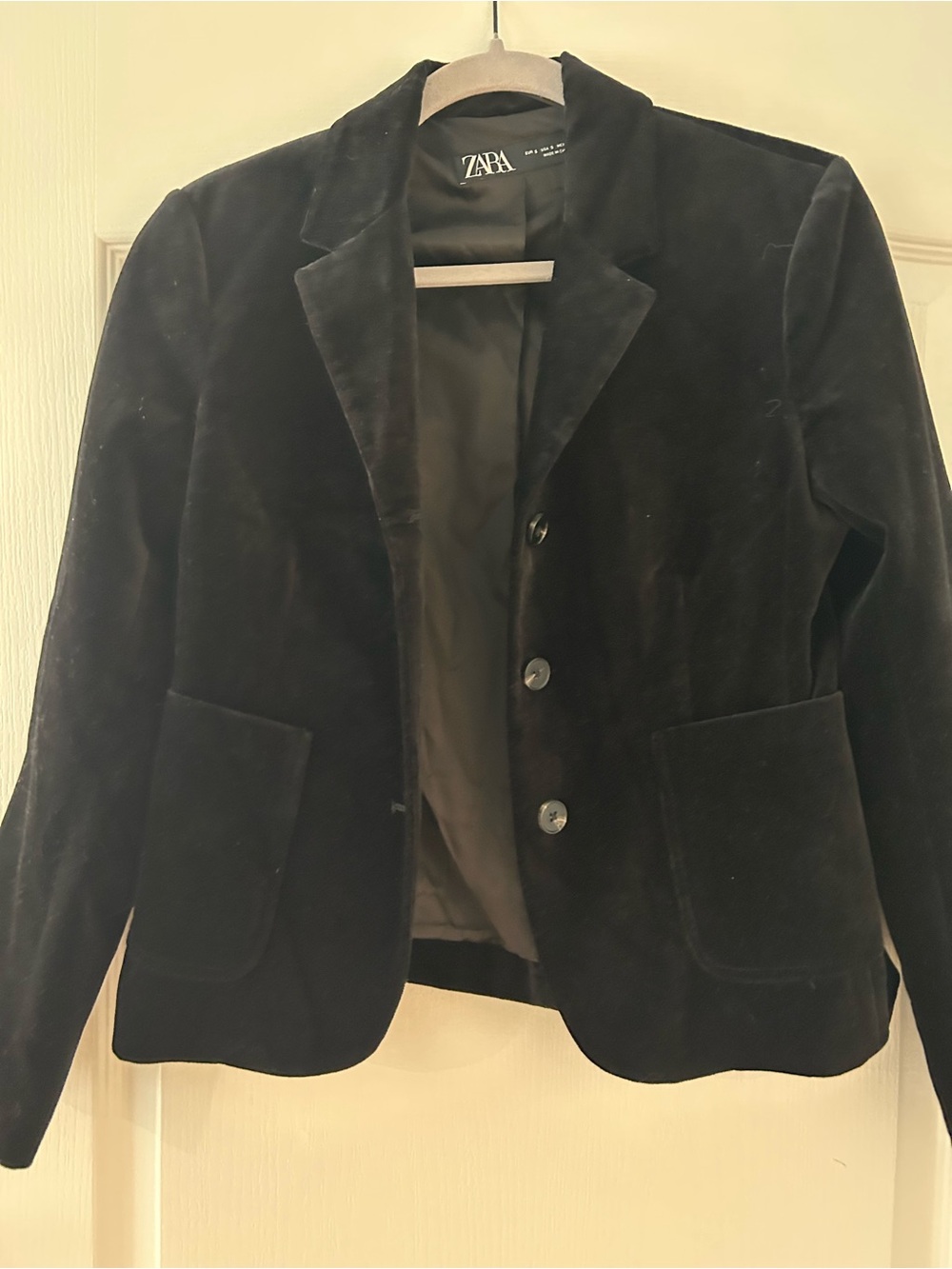 Zara Black Velvet Blazer Jacket